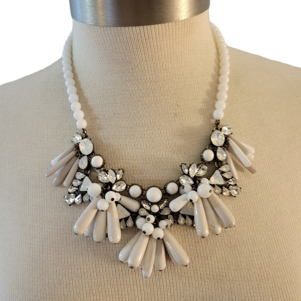 Bauble Bar Statement Necklace White Faux Moonstone